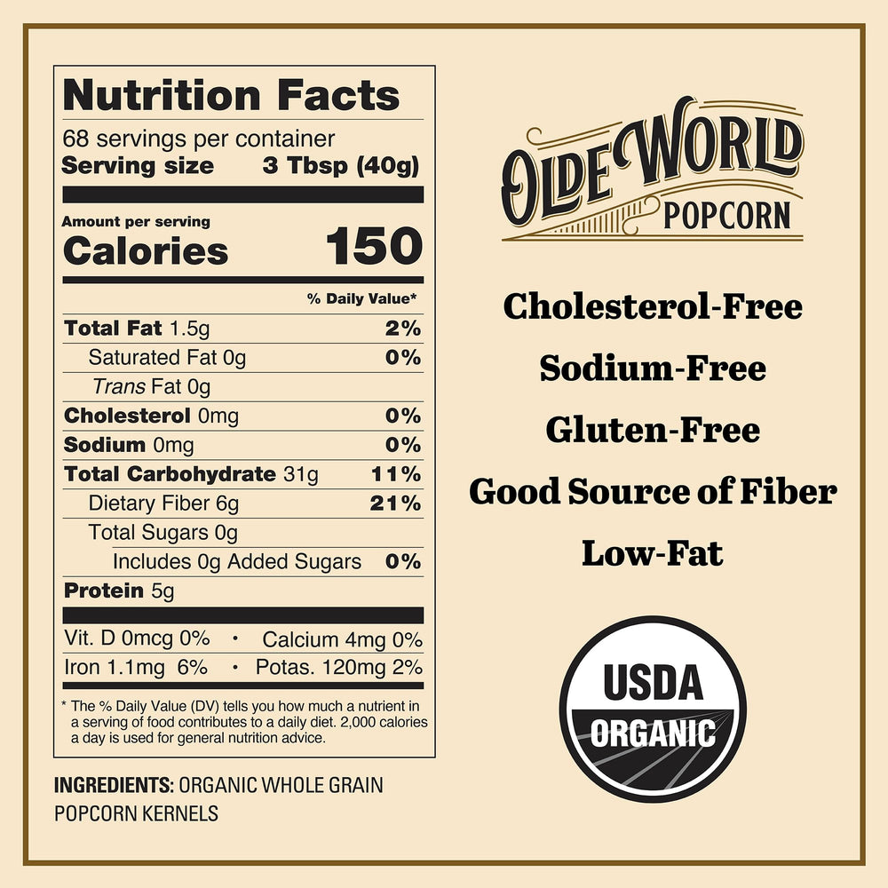 Olde World Popcorn fluffy yellow kernels ideal for light, airy popcorn at home.