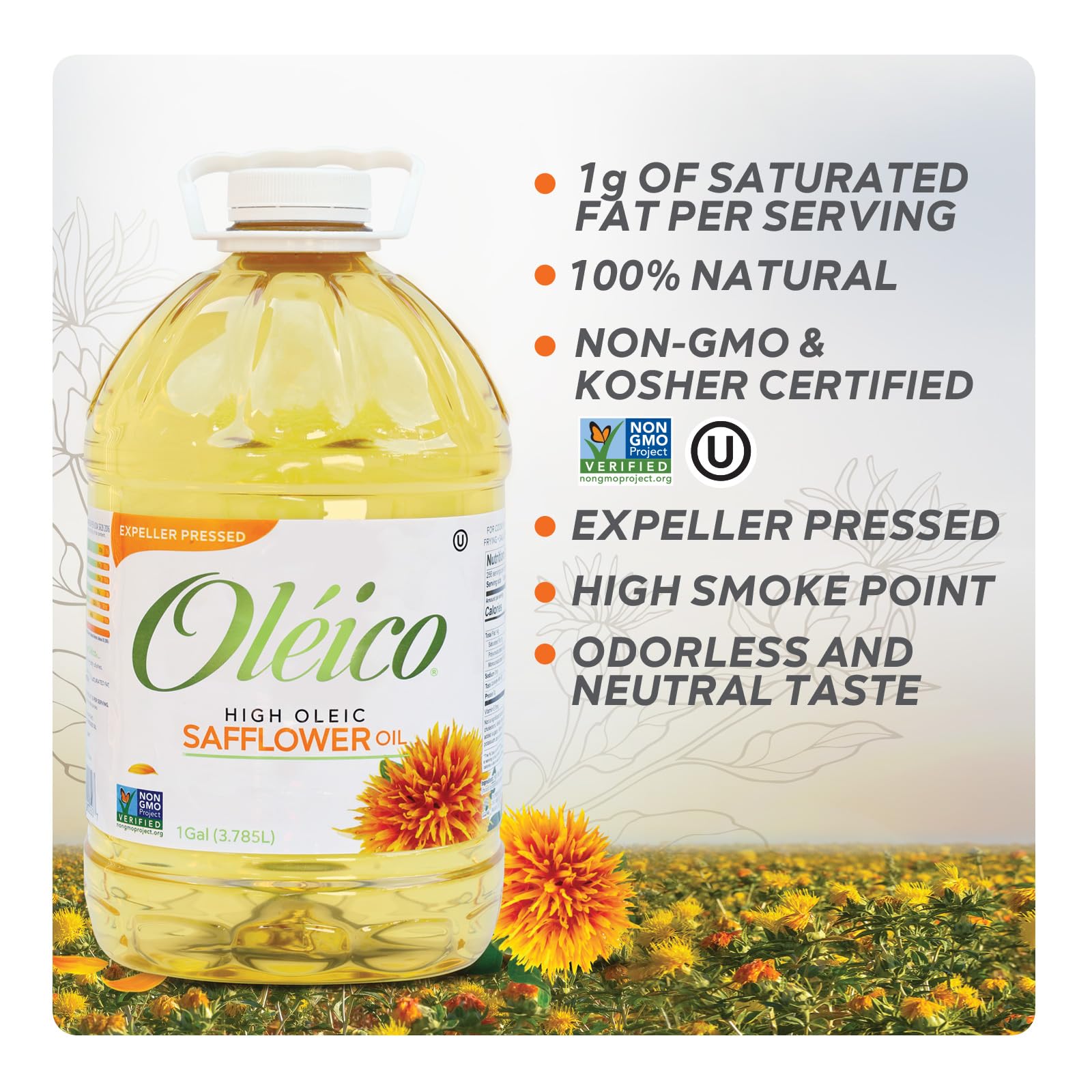 Oleico 128 oz bottle on kitchen counter ready for daily use