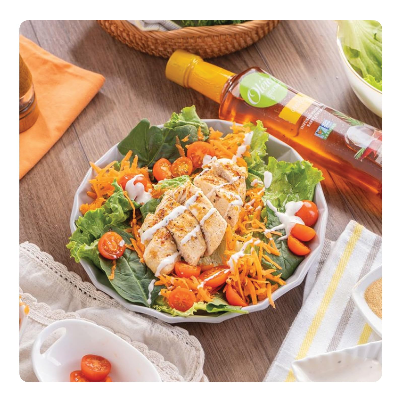 Oleico Gourmet high-oleic safflower oil label highlighting 0g trans fat.