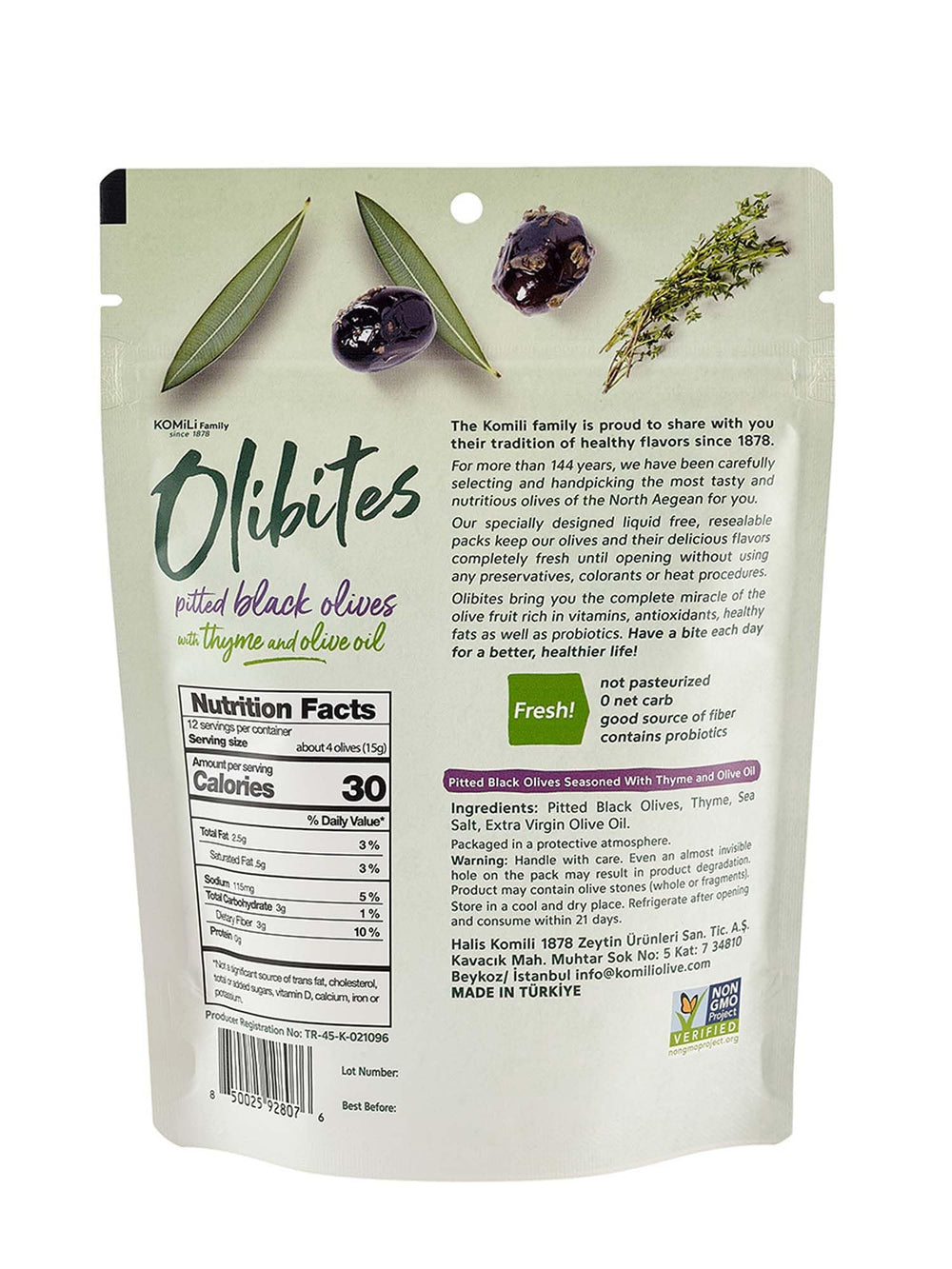 Olibites olives served on a plate for convenient snacking at gatherings