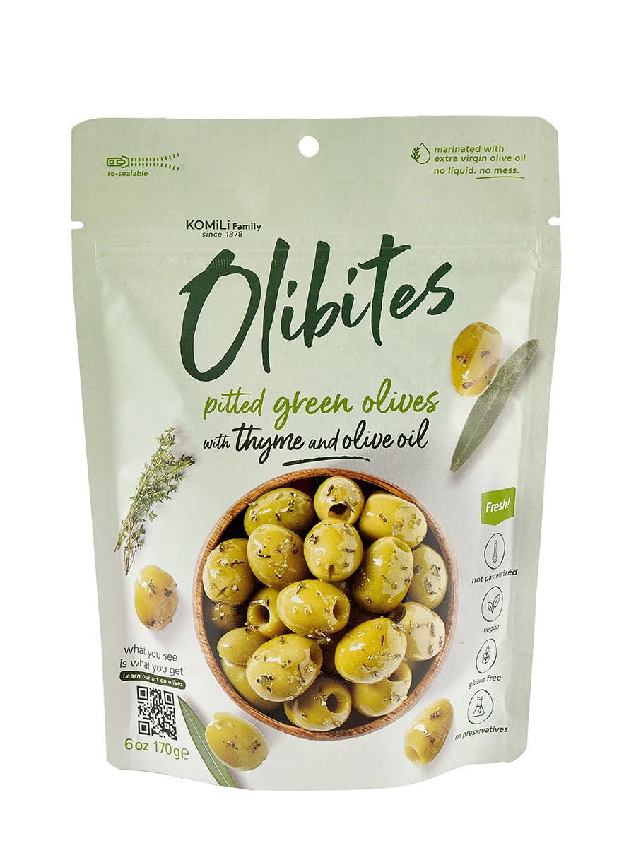 Olibites pitted olives in resealable pack for mess-free snacking