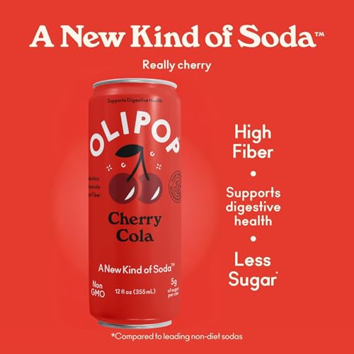 OLIPOP Cherry Cola being poured to reveal flavor