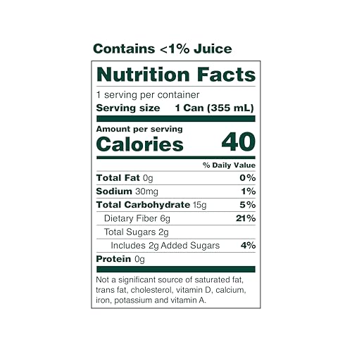 OLIPOP Cream Soda ingredients panel emphasizes fiber and prebiotics.