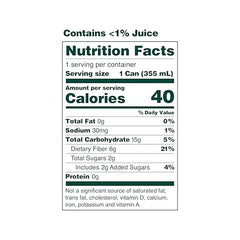 OLIPOP Cream Soda ingredients panel emphasizes fiber and prebiotics.