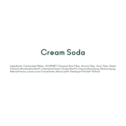 OLIPOP Cream Soda glass with foam highlighting refreshing texture and aroma.