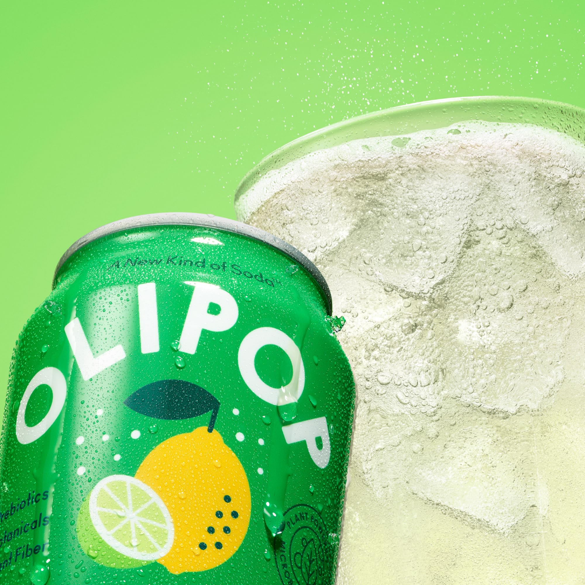 12-pack OLIPOP Lemon Lime on shelf in pantry-ready packaging