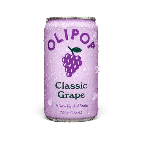 OLIPOP Minis Classic Grape can side view showcasing clean ingredients