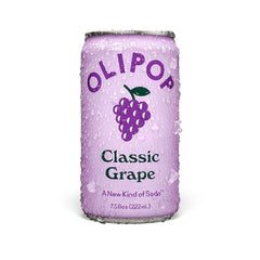 OLIPOP Minis Classic Grape can side view showcasing clean ingredients