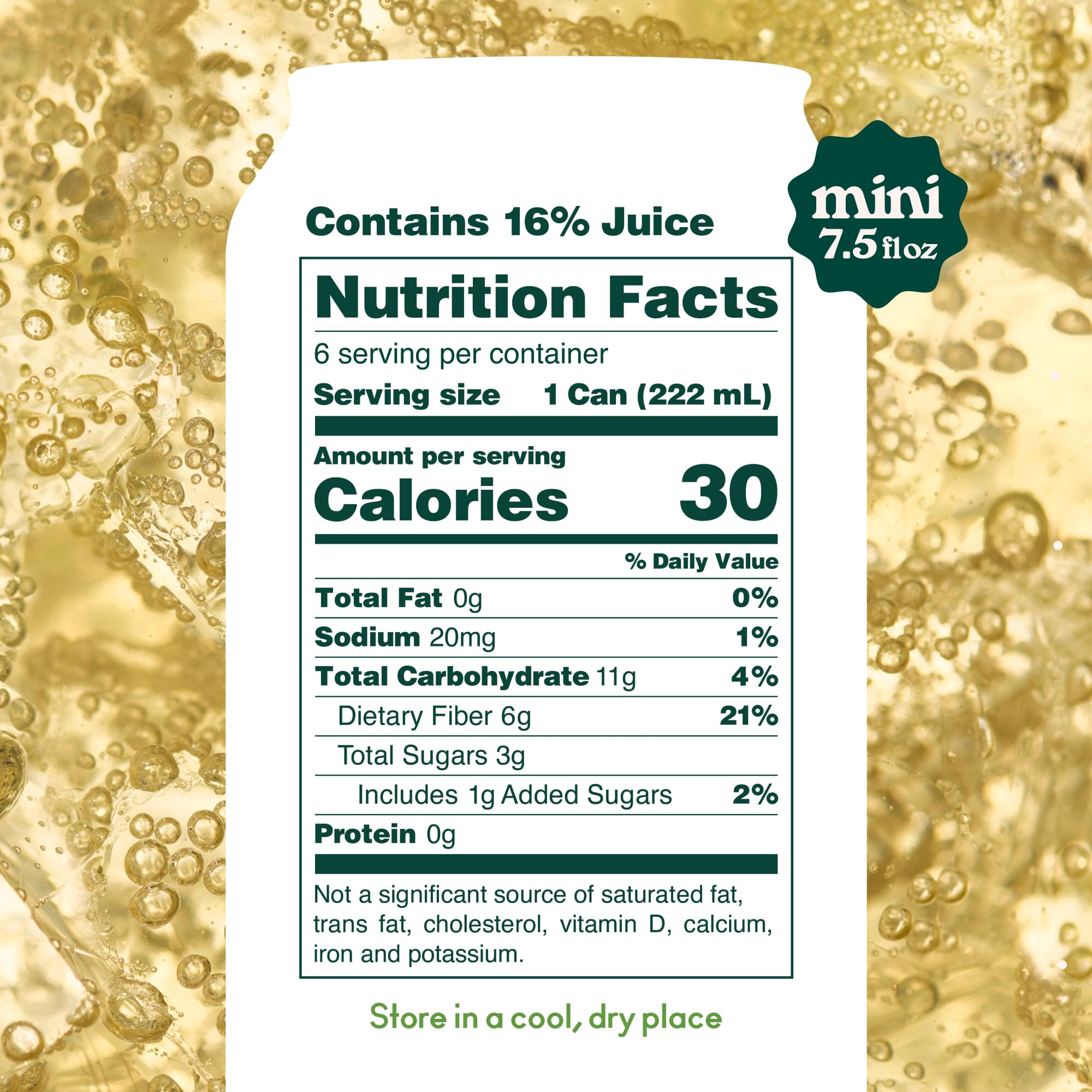 OLIPOP Minis Ginger Ale can closeup showing real ginger and bright flavor.
