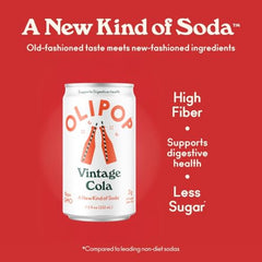 OLIPOP Minis Vintage Cola label close-up noting no artificial colors or flavors.