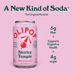 OLIPOP Shirley Temple pour into glass showing fizzy, refreshing texture.