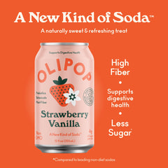 OLIPOP label closeup highlights non-GMO, gluten-free ingredients for mindful sipping.