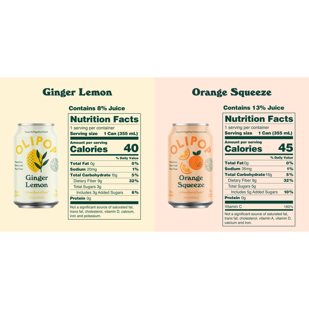 OLIPOP vintage cola can highlights classic flavor with prebiotic fiber