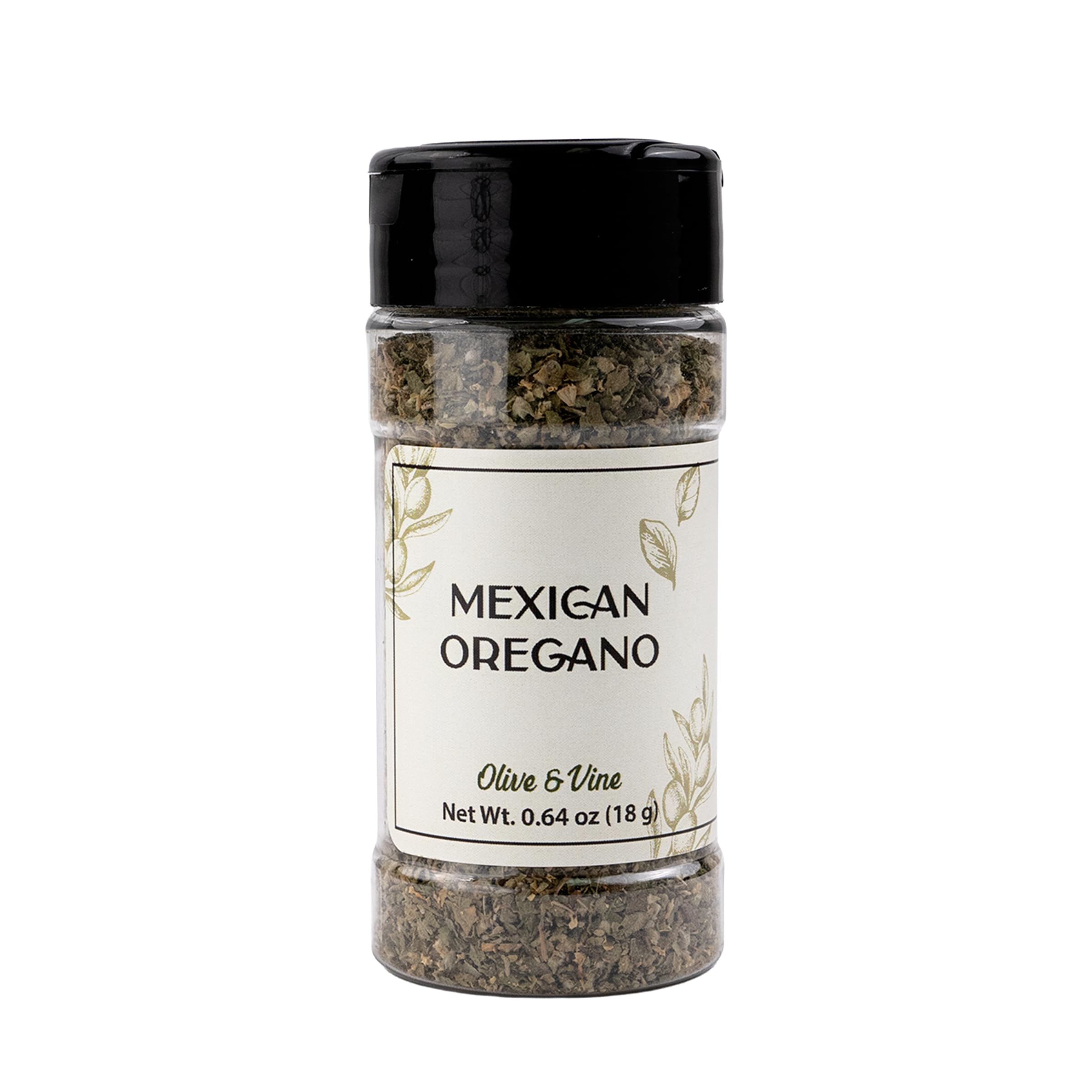 Olive & Vine Mexican Oregano shaker jar for easy garnish and flavor.