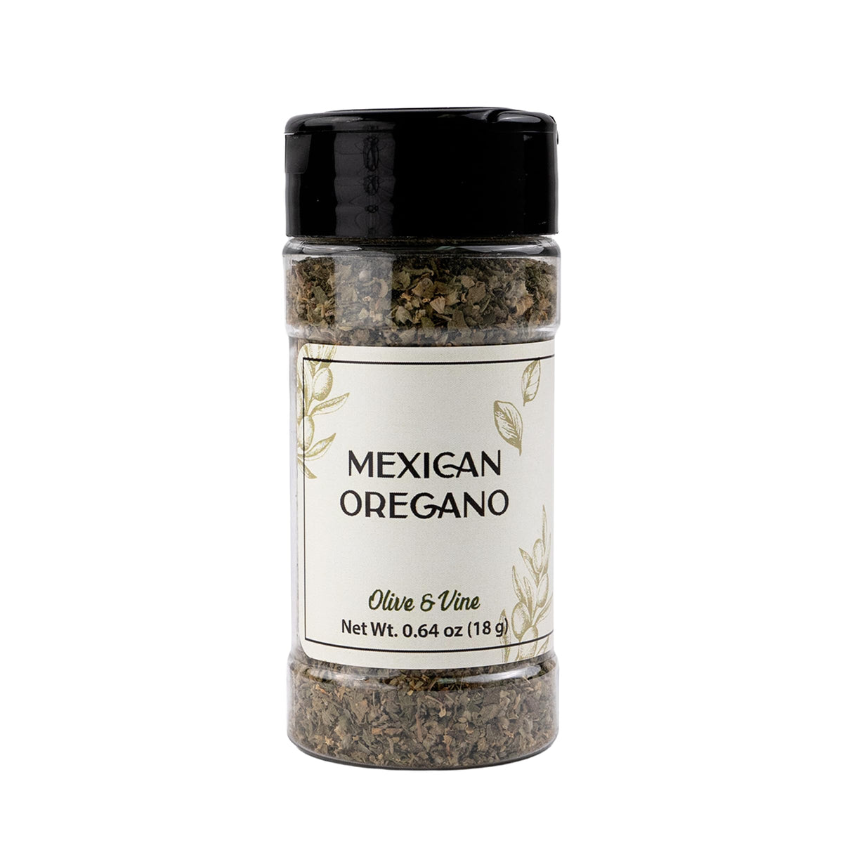 Olive & Vine Mexican Oregano shaker jar for easy garnish and flavor.