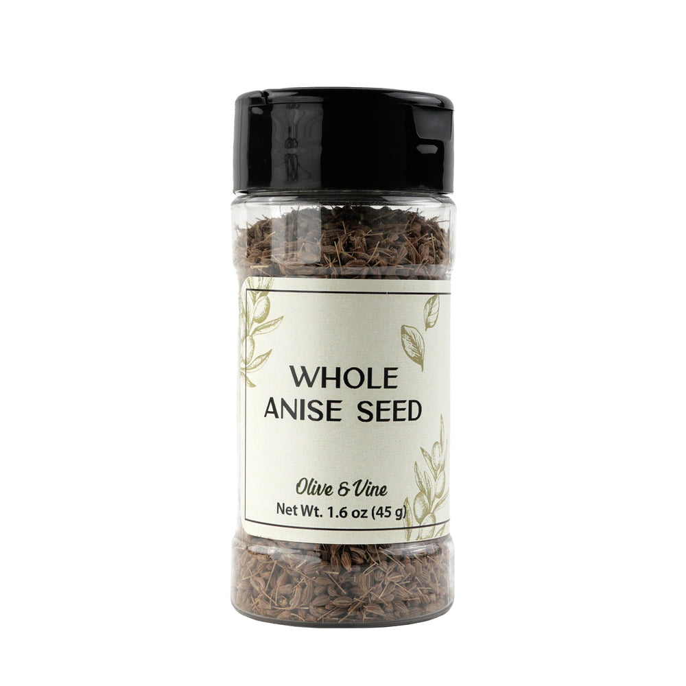 Olive & Vine whole anise seed in a reusable jar for garnish and seasoning.