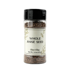 Olive & Vine whole anise seed in a reusable jar for garnish and seasoning.