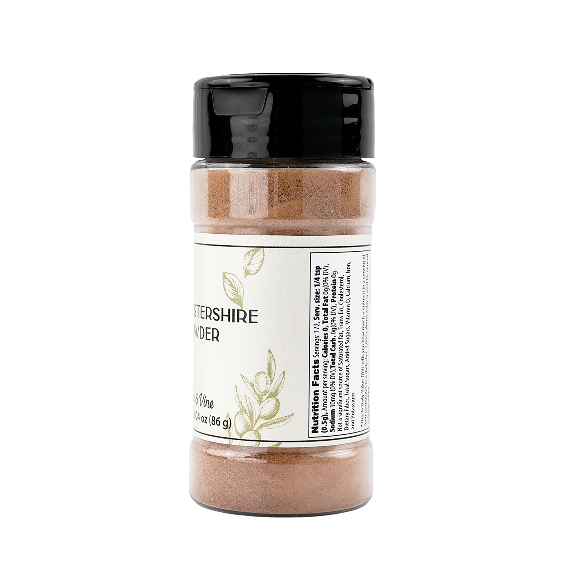 Olive & Vine Worcestershire Powder pour spout enables easy seasoning for marinades