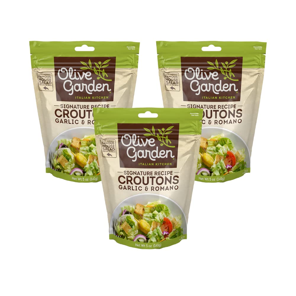 Olive Garden Seasoned Croutons garlic and romano add crunchy salad topping