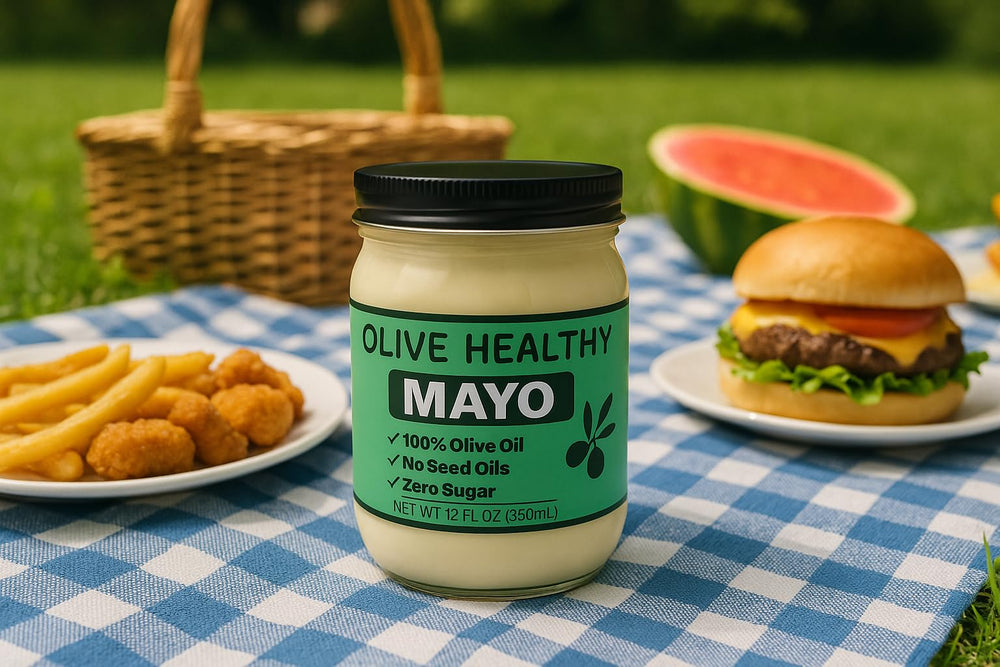 Olive Healthy Mayo in kitchen, easy to measure for recipes
