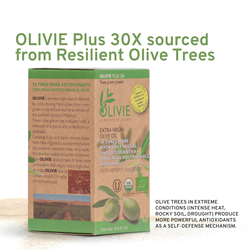 OLIVIE PLUS 30X 250 ml glass bottle preserves freshness and aroma.
