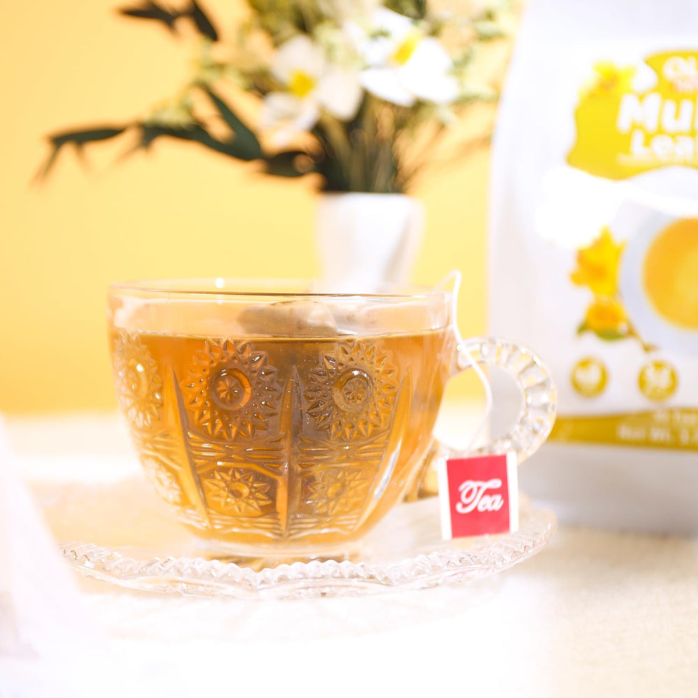 Olvvla mullein leaf tea closeup showcasing vibrant herbal notes