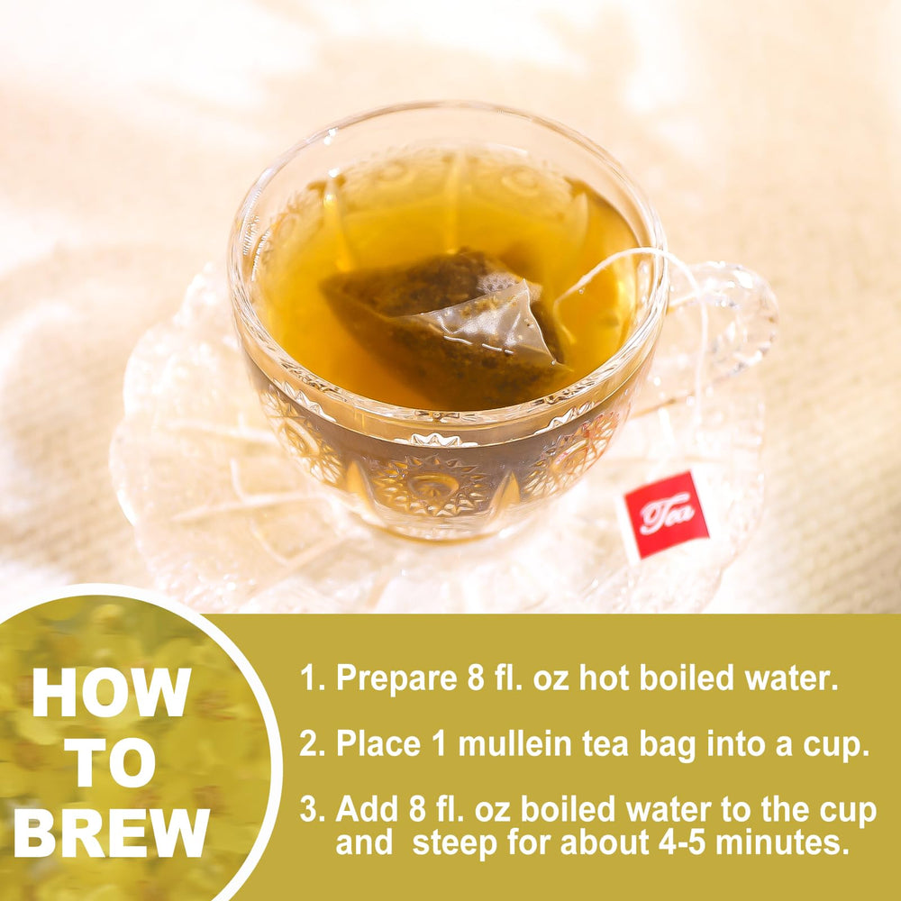 Olvvla mullein tea cups steeping in hot water for a comforting mug