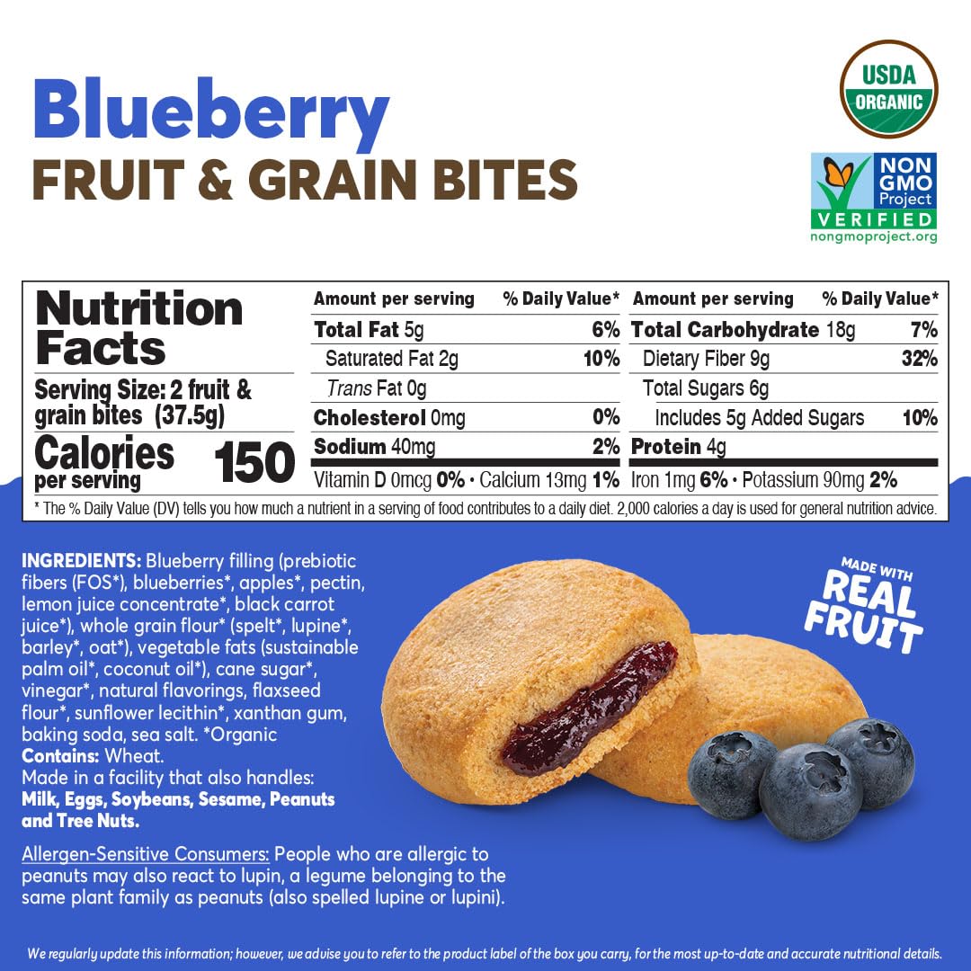 Olyra blueberry bar ingredients closeup — ancient grains highlight wholesome flavor