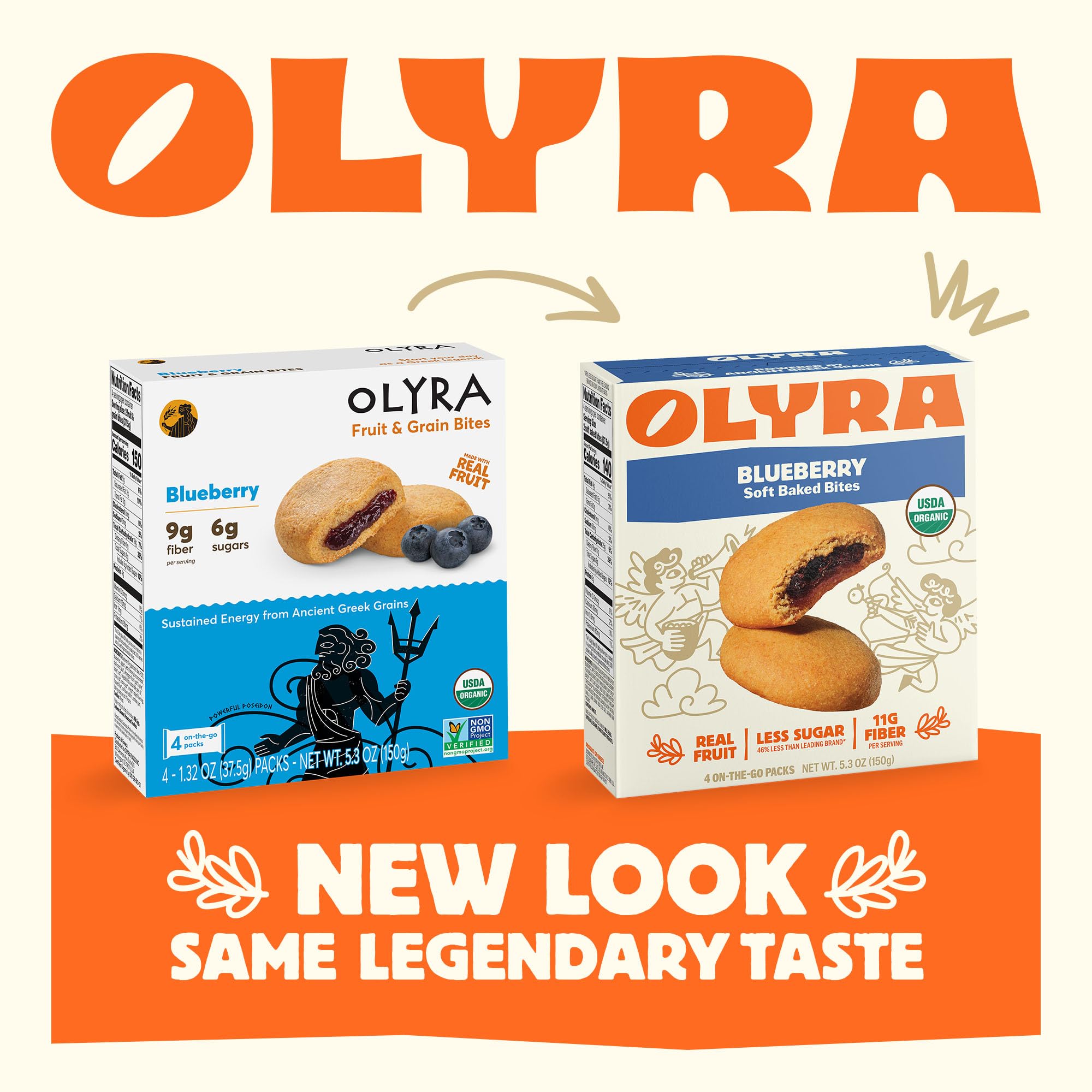 Olyra blueberry bar texture closeup — soft bite with blueberry notes