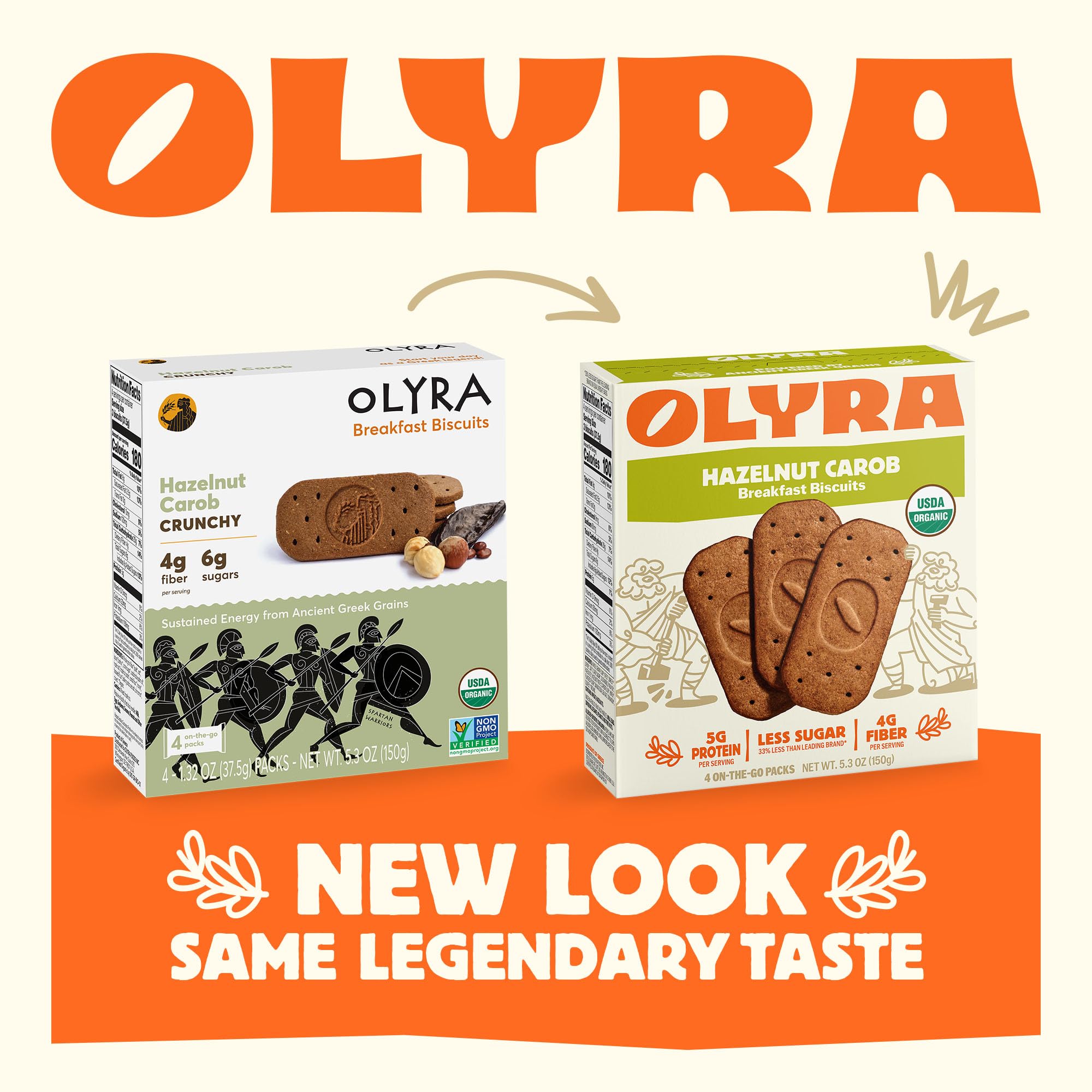 Olyra Hazelnut Carob Breakfast Biscuits close-up highlighting fiber-rich texture