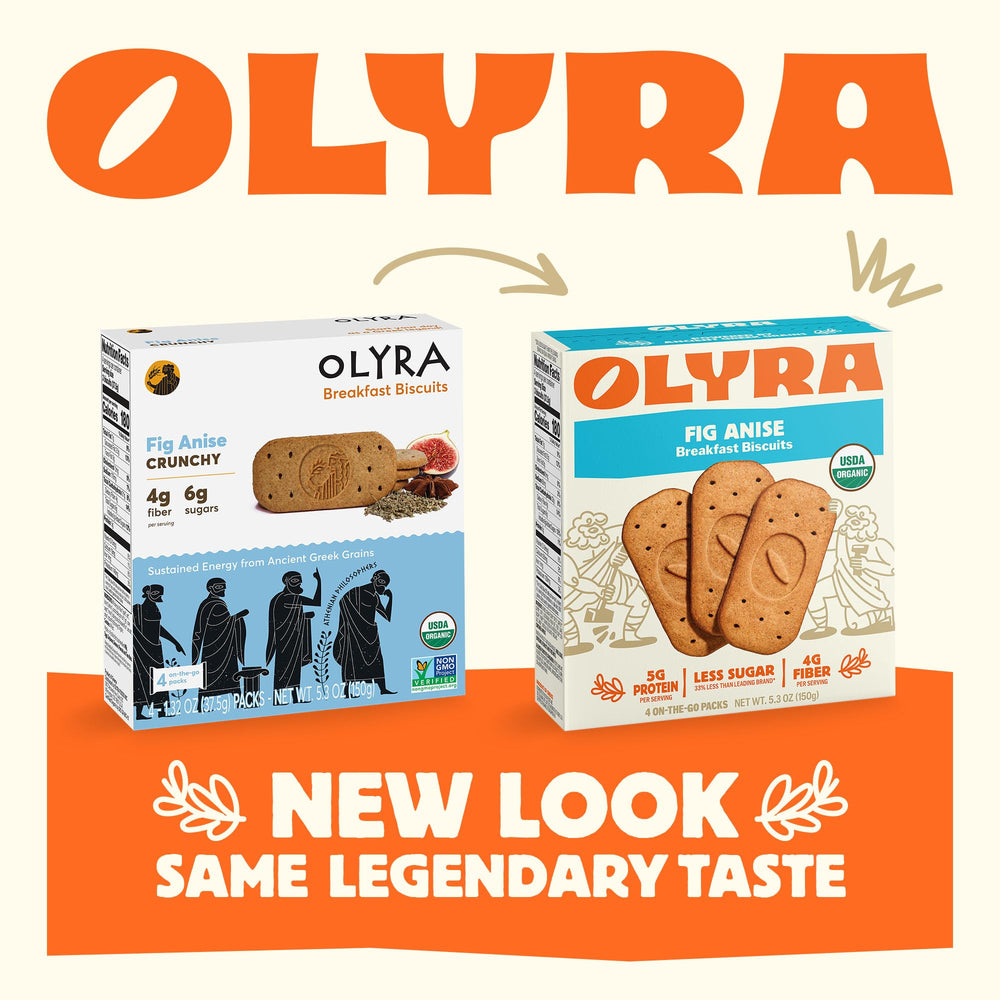 Olyra plant-based protein breakfast biscuit close-up, satisfying start to the day.