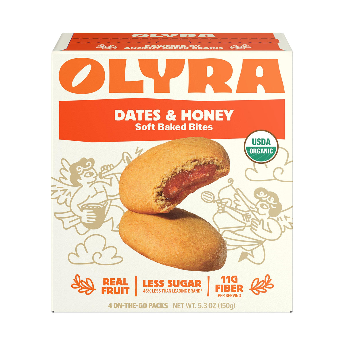 Olyra fruit bars with dates and honey for on-the-go high-fiber snacking.