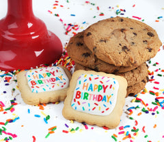 OMCookie decorated sugar cookies for a festive birthday vibe.