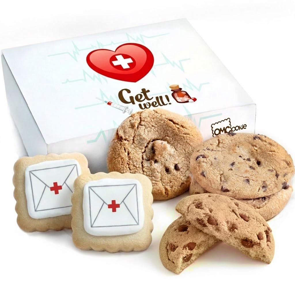 OMCookie Get Well Soon cookies care package basket—cheer up a friend after surgery.