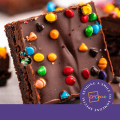 OMCookie Nut-Free Dairy-Free brownies emphasize allergen-friendly indulgence.