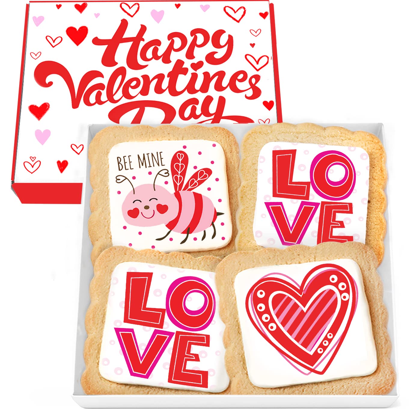 OMCookie Valentine’s heart cookies box, festive gift for sharing on Valentine’s Day