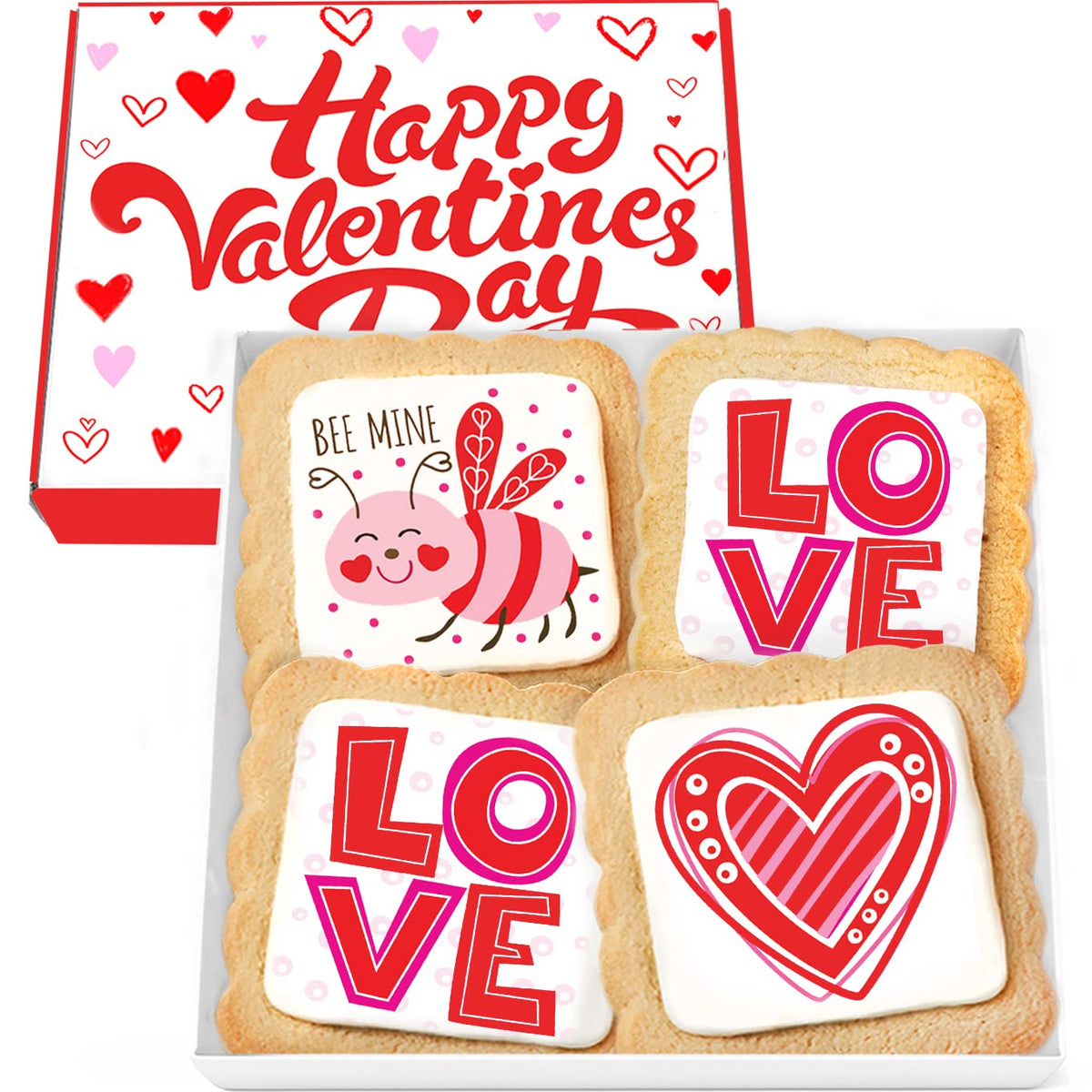 OMCookie Valentine’s heart cookies box, festive gift for sharing on Valentine’s Day