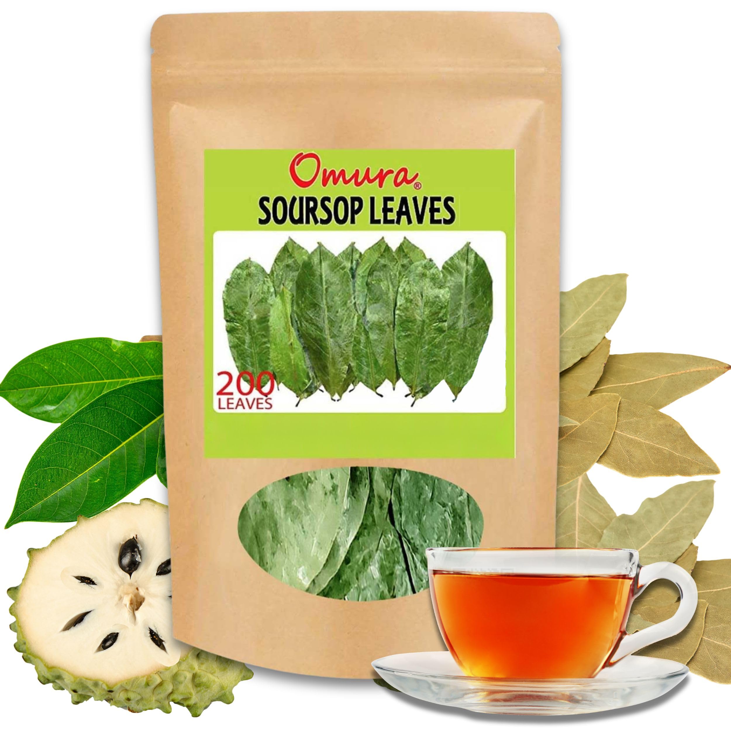 OMURA dried soursop leaves pack front for premium herbal tea