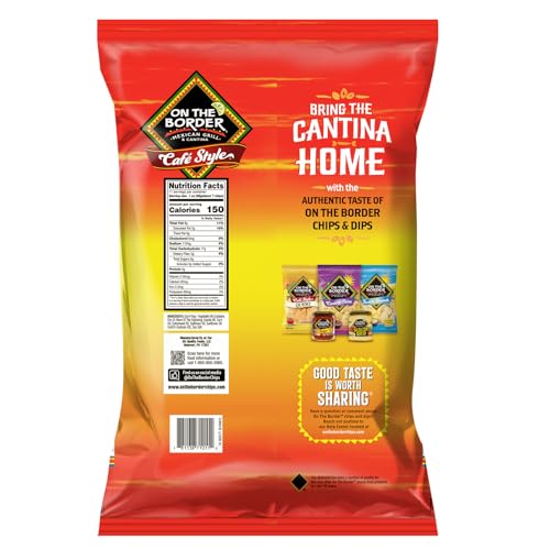 On The Border Cafe Style chips spilling from bag, ready for sharing at gatherings.