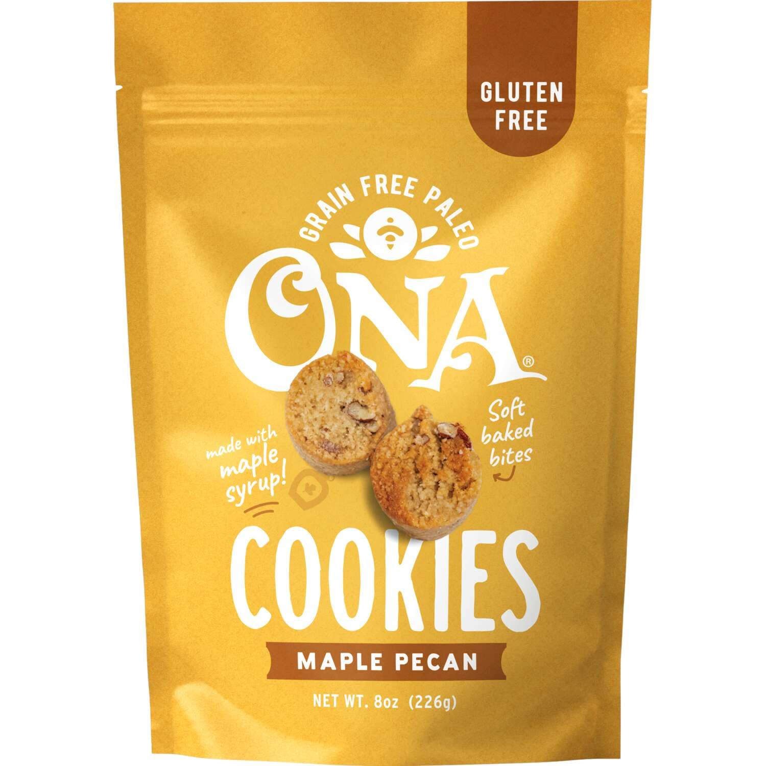 Ona Maple Pecan Cookies, soft-baked bite for easy snacking.