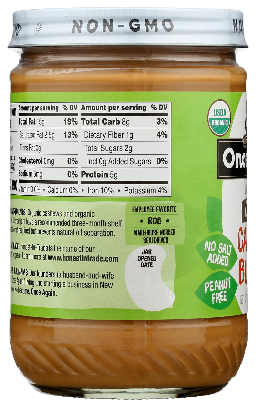Spreadable Once Again cashew butter on toast demonstrates easy, creamy application