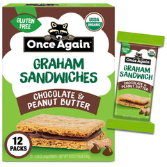 Once Again chocolate peanut butter graham sandwiches packaging showing gluten free on the go