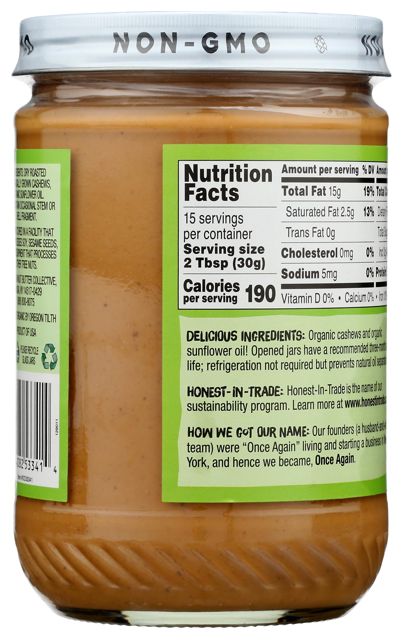 Closeup of Once Again creamy cashew butter reveals a velvety texture