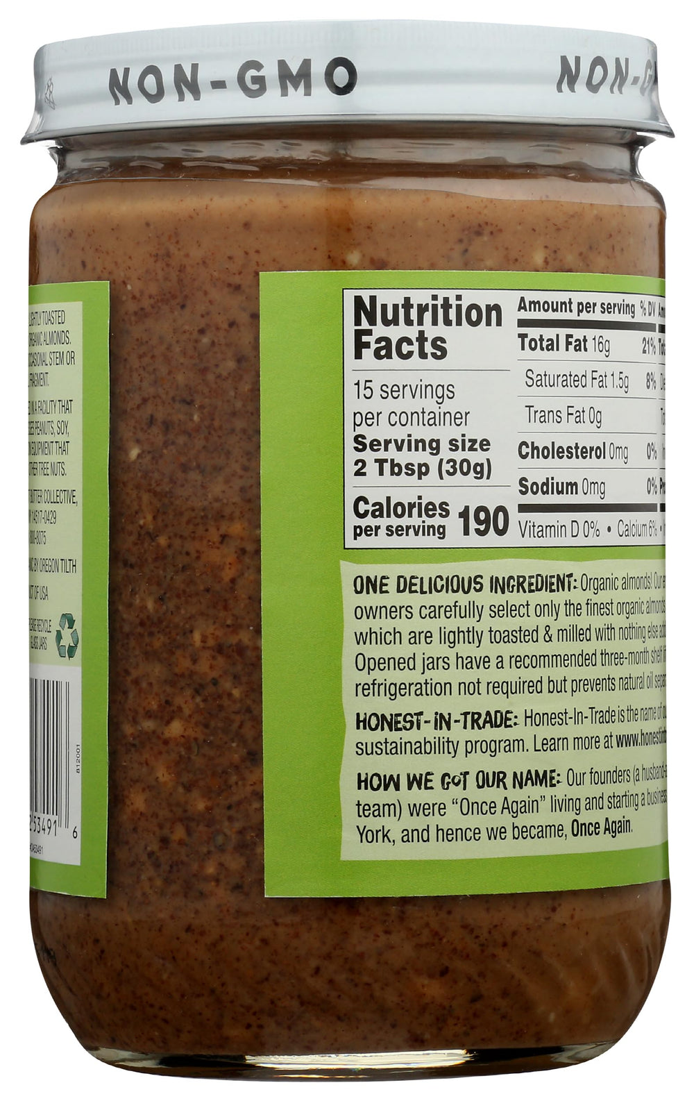 Texture close-up of Once Again Organic Crunchy Almond Butter showing its crunchy bite.