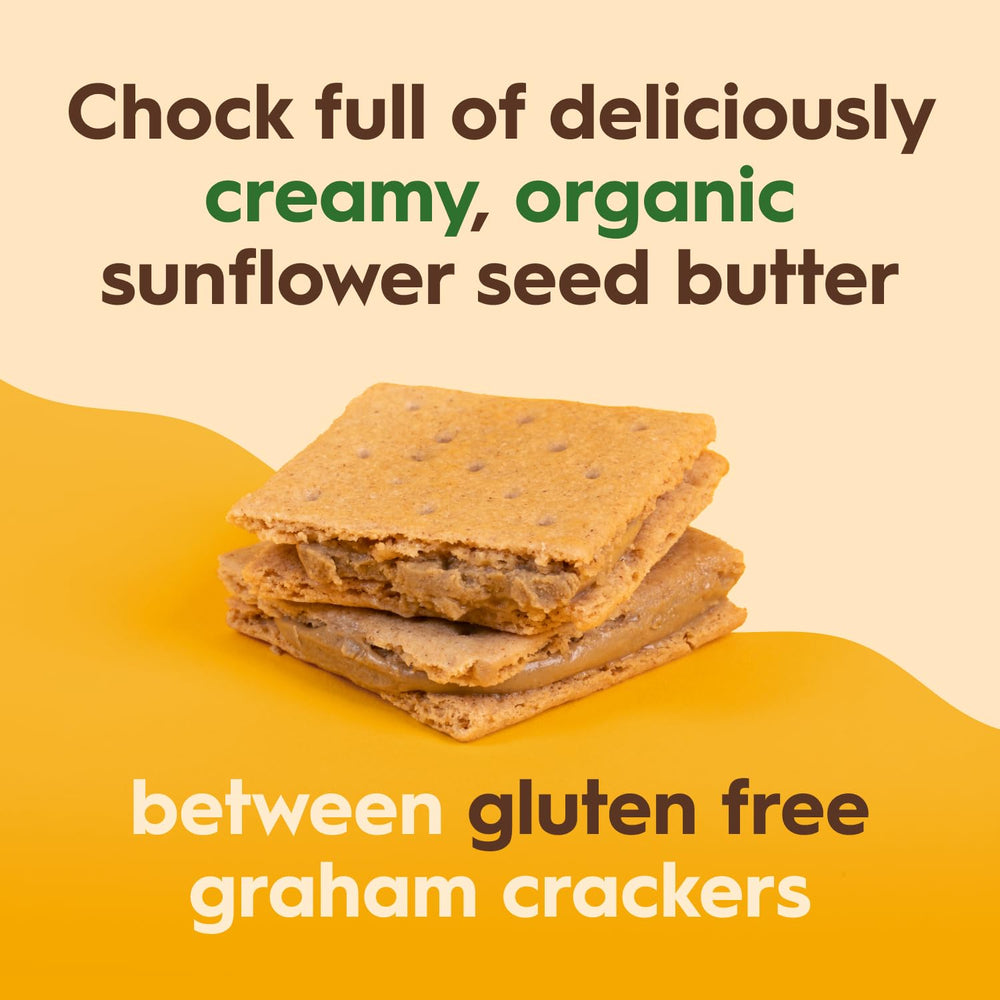 Gluten-free graham crackers with sunflower butter filling.