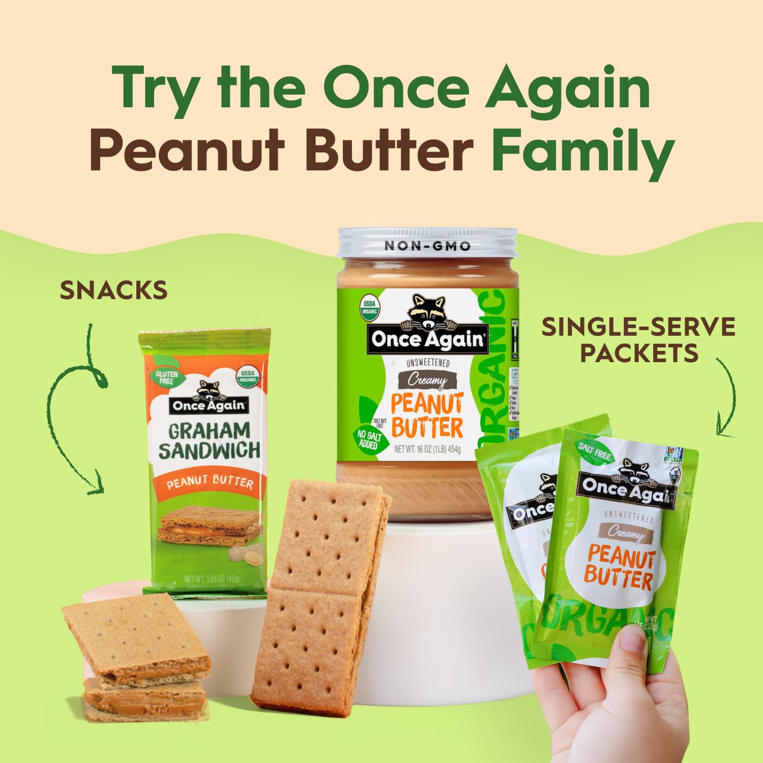 Once Again no sugar added peanut butter jar on table