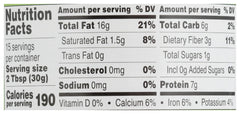 Front view of the Once Again Organic Almond Butter jar highlighting a simple ingredient list.