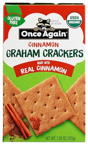 Once Again Organic Cinnamon Graham Crackers with dips, a simple snack option.