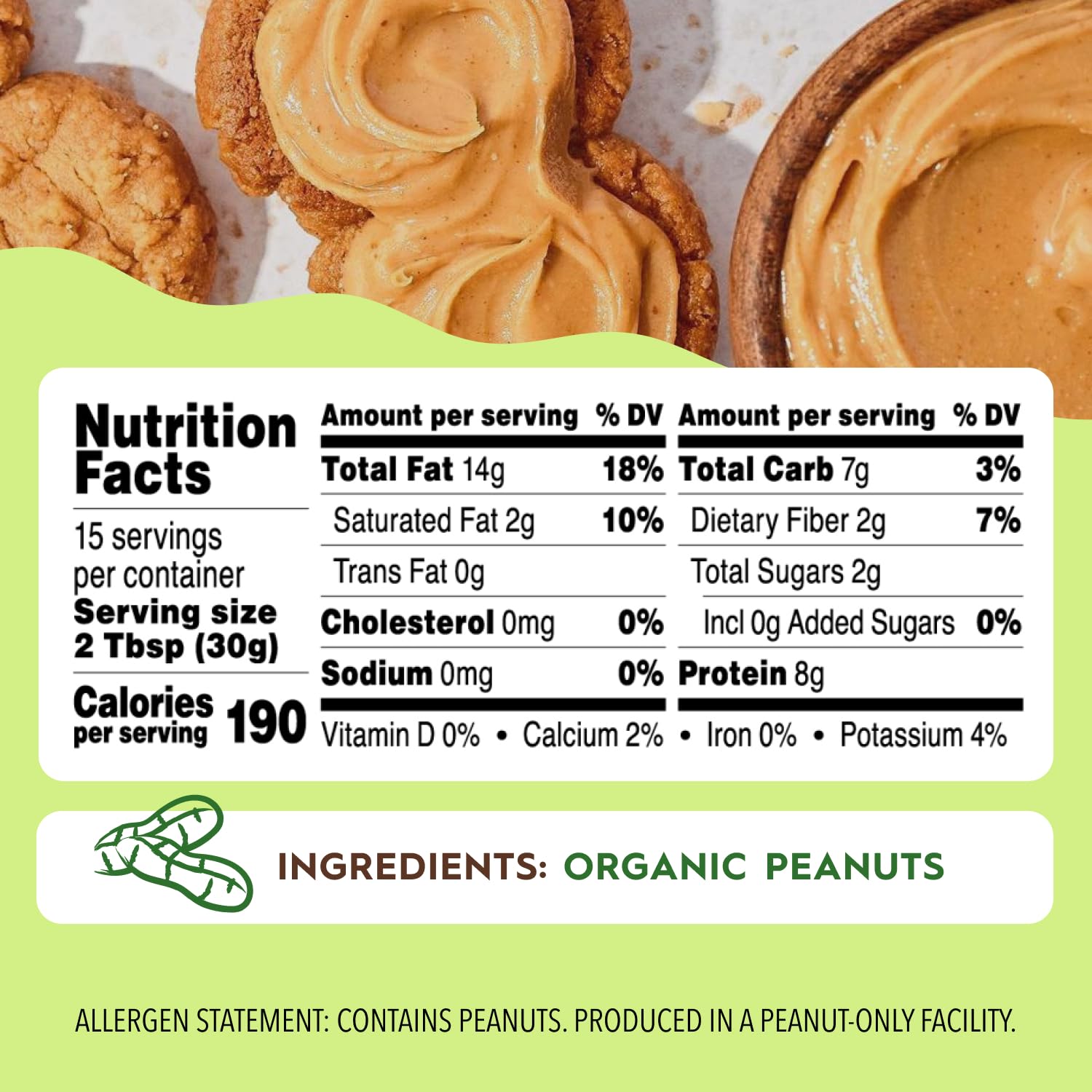 Close-up of Once Again creamy peanut butter texture, single-ingredient