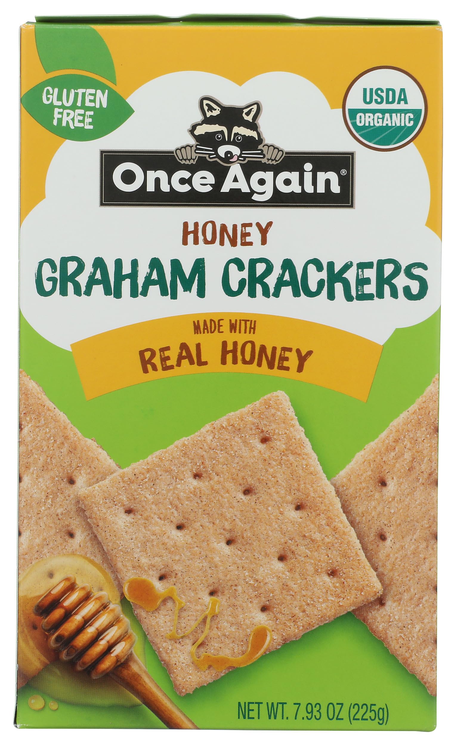 Once Again Organic Honey Graham Crackers label close-up highlighting organic honey